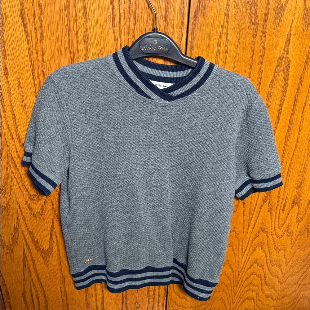 Lacoste Gray Sweater with Navy Accents